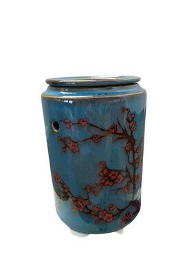 Scentsy Cherry Tree Premium Wax Warmer Electric Ceramic Teal & Pink Floral Desig